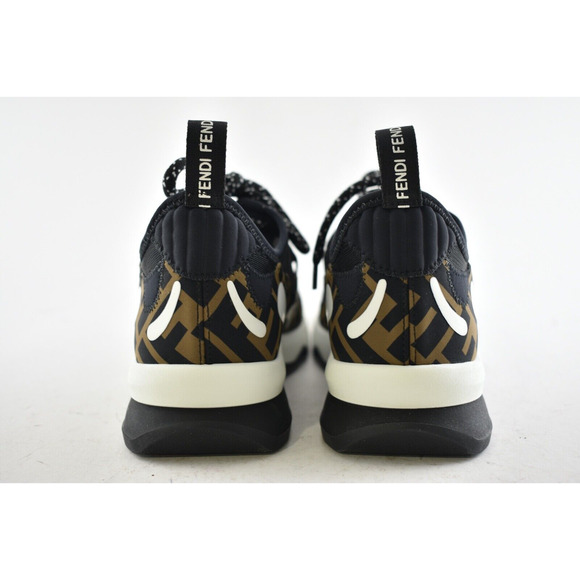 Fendi Freedom Logo Black Brown White FF Zucca Low Top Tie Trainer Sneaker 36.5 - Picture 10 of 11